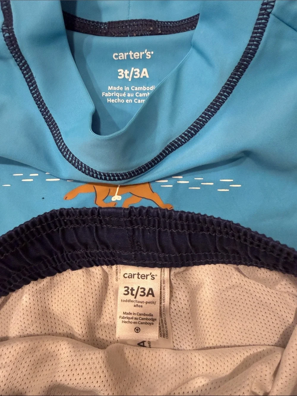 Carter's Light Blue Navy 'Friends With Fins' Boys Rashguard Swim Set 3T